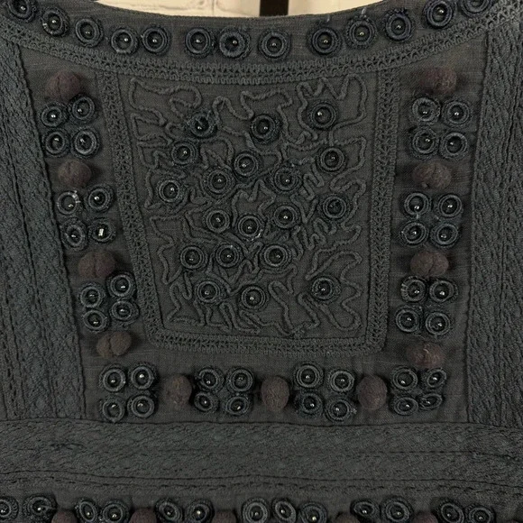 Velvet Graham & Spencer Womens Beaded Embroidered Top Gray Cotton Size Small - Picture 6 of 9